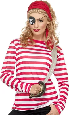 Produktbild von Gestreiftes Piraten-Shirt weiss-rot - M