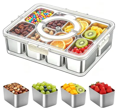 Productafbeelding van Solidchoice - Roestvrijstalen Snackdoos met 8 Vakken