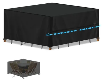 Produktbild von Schutzhülle Gartenmöbel 190x190x75cm Wasserdicht 420D Oxford Gewebe Schwarz