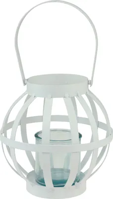 Produktbild von Gartenlaterne Hängend Metall Glas Windlicht Weiß Ø18,5cm