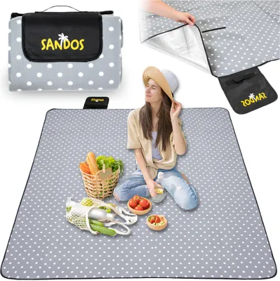 Obrázek produktu pro Pikniková deka, plážová podložka, izolační, voděodolná, s úchytem, lehká, silná, 200 x 200