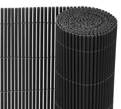 Zdjęcie produktu dla Ikodm 160 x 300 cm Mata osłonowa z PVC imitująca bambus Osłona ogrodowa Ogrodzenie osłonowe Ogrodzenie balkonowe Osłona przeciwwiatrowa Okładzina balkonowa Szara