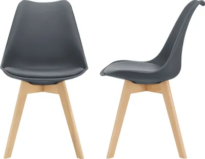 Produktbild von 2x designerskie krzesła do jadalni szare krzesło ze sztucznej skórypoliuretan drewniana rama [en.casa]