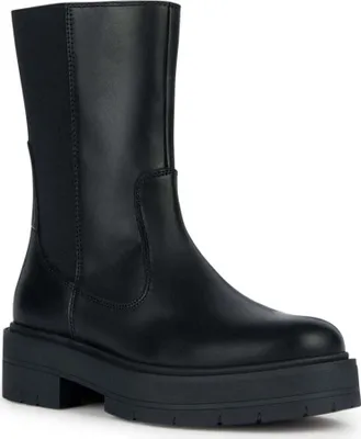 A black boot on a white background.