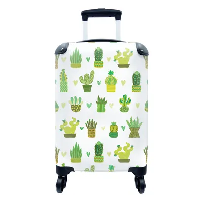 Produktbild von MuchoWow® Koffer Handgepäck Trolley Rollkoffer Kleine Reisekoffer mit 4 Rollen - Sukkulenten - Muster - Kaktus - Cabin Size < 55x40x23 cm & 55x40x20 cm - Fotokoffer - Kabinenkoffer - Boardgepäck - Reise-Box - Reisekoffer - Reisegepäck - Koffer mit Bild - Trolley für Kinder