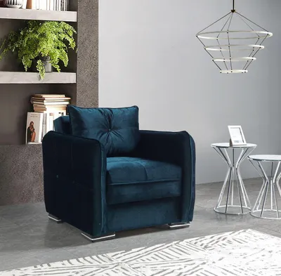 Immagine prodotto di Design Poltrona Relax Tessile Colore Blu Poltrona Club Lounge Moderna