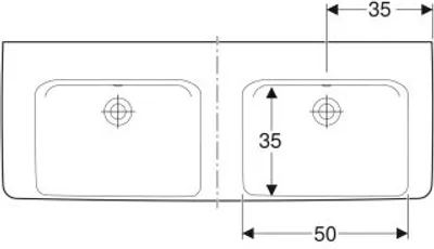 Produktbild von Geberit 501712001 Renova Plan Doppelwaschtisch 130x48cm