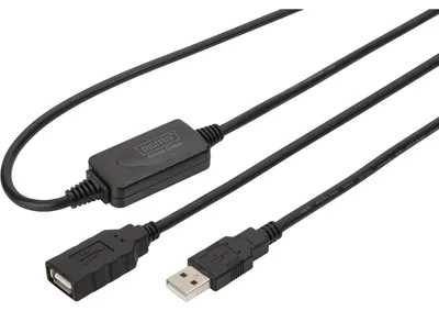 Zdjęcie produktu dla Digitus Aktywny przedłużacz kabla USB 2.0, 10 m, USB A, USB A, USB 2.0, 0,48 Gbit/s, Czarny
