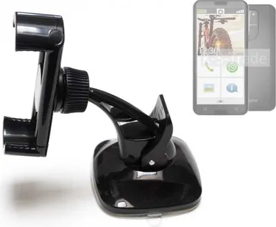 Produktbild von K-S-Trade kompakte Handy-Halterung Windschutzscheibe kompatibel mit Emporia smart.5 Armaturenbrett schwarz Autohalterung KFZ Halter Scheiben-Halterung