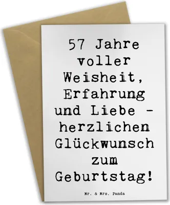 Produktbild von Mr. & Mrs. Panda babykarte Spruch 57. Geburtstag - Weiß - Geschenk, osterkarten, Liebe, weihnachtskarten, Geburtstagsgeschenk, osterkarte, einladungskarten, Weisheit