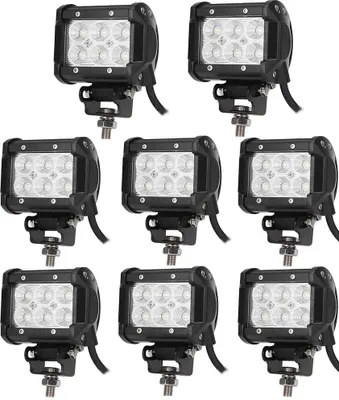 Produktbild von Greenmigo 8X 18W LED Arbeitsscheinwerfer Arbeitslicht 6000K DC 12V 24V Offroad Flutlicht Reflektor Scheinwerfer IP67