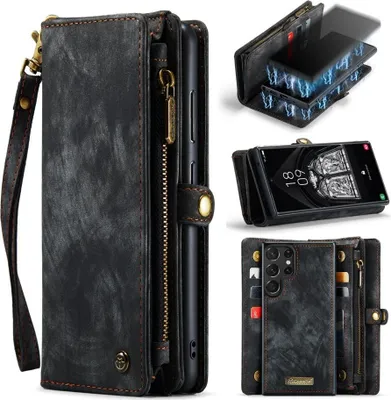 Produktbild von Samsung Galaxy S23 Ultra Hülle - CaseMe 008 2-in-1 Klapphülle & Back Cover mit Brieftasche - Schwarz