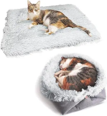 Productafbeelding van Famanu kattenbed 2-in-1, zacht en comfortabel - grijs