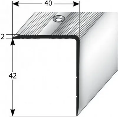 Produktbild von PROVISTON | Treppenkante | Aluminium eloxiert | Goldfarbig | Breite 40 mm | Höhe 42 mm | Länge 2700 mm | Gebohrt | Treppenkantenprofil | Treppenwinkel | Winkelprofil | Kombiwinkel | 1 Stück