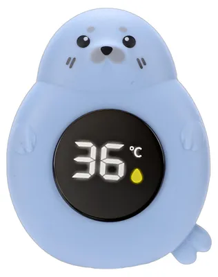 Obrázok produktu pre Teplomer do kúpeľa pre bábätká, s motívom tulenika, LED displej, digitálny teplomer na meranie teploty vody, hračka do vaničky, bazéna, modrá
