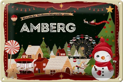 Produktbild von Blechschild Weihnachten Grüße aus AMBERG 30x20cm
