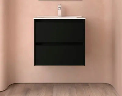 Produktbild von BALTIC Unterschrank 600 2 Schubladen + Waschbecken Black Satin
