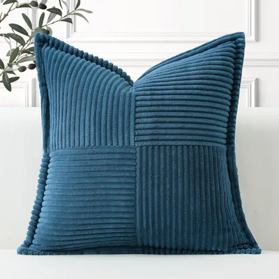 Zdjęcie produktu dla Poszewka na poduszkę, tkanina corduroy, wzór w paski, 40x40 cm, idealna do salonu i sypialni