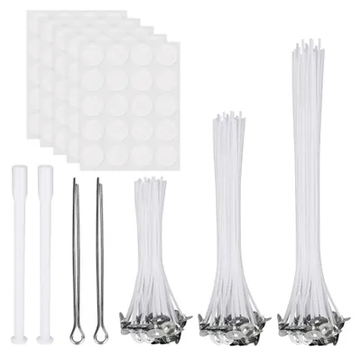 Produktbild von Kerzendocht Set, 100 Stück Kerzendochte für Kerzen, Rauchfreie Dochte, Set zum Kerzen Selber Machen, Dochte für DIY Kerzen, Öllampen und Aromatherapie, DREI Längen (10/15/20 cm)