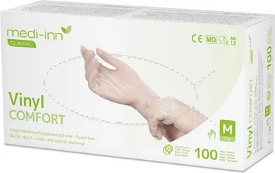 Produktbild von Medi-Inn Vinylhandschuhe Comfort - puderfrei - Gr. S - 1000 Einmalhandschuhe