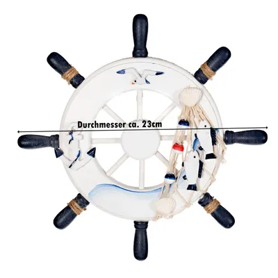 Produktbild von Schiffsrad Antik Steuerrad Schiffsteuerrad 23cm Piraten Boot Holz, Farbe:Weiss