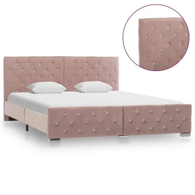 Image de vidaXL Cadre de lit Rose Tissu 160 x 200 cm