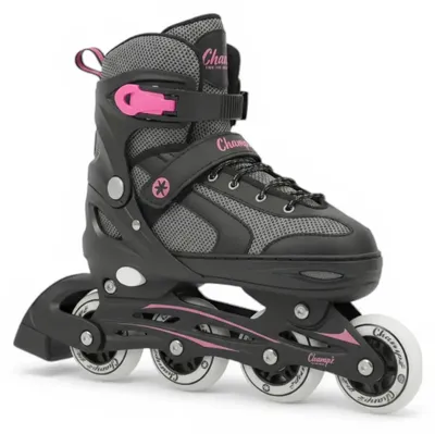 Productafbeelding van Champz Kinder Skeelers Verstelbaar – Gevorderd Semi-Softboot – Zwart/Roze - 33-36