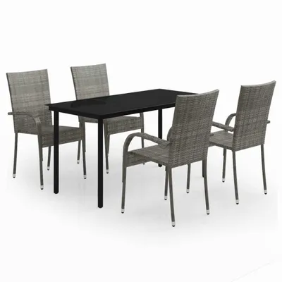 Produktbild von vidaXL 5-tlg. Garten-Essgruppe Grau und Schwarz