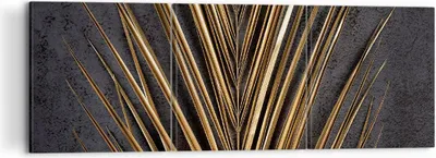 Produktbild von Bild auf Leinwand - Leinwandbild - 3 Teile - Blatt golden schwarz - 120x40cm - Wand Bild - Wanddeko - Wandbilder - Leinwanddruck - Bilder - Wanddekoration - Leinwand bilder - Wandbild - CA120x40-5091