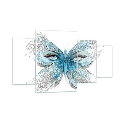 Produktbild von Bilder auf glas - Illustration Gesicht Schmetterling Wimper - 160x90cm - Glasbilder - Wandbilder - Kunstdruck - Wanddekoration aus Glas - Glas Bilder - Wandbild auf Glas - GDL160x90-3026