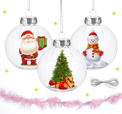 Produktbild von 12 Stück Weihnachtskugeln Transparent Weihnachtsdeko Plastik 8CM, DIY Durchsichtige Kugeln Geschenke für Kinder, Party Hochzeitsfeiern Dekorationen