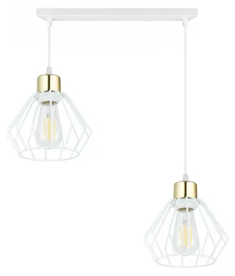 Produktbild von KAR-LIGHTING Pendelleuchte 2-flammig Weiß mit Gold, Metall – höhenverstellbar für Esszimmer & Küche, E27