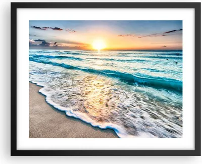 Produktbild von Gerahmtes Poster - Schwarzer Rahmen - Meer Welle Strand - 50x40 cm - Wand Bild - Wanddeko - Wandbilder - Kunstposter - Wandposter - Bilderrahmen - Bilder - Kunstdruck - Wandbild - P2BAA50x40-3621
