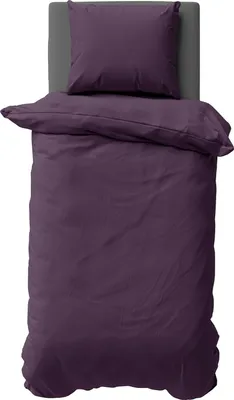 Produktbild von 2 teilige Uni Bettwäsche 155x220 cm Mikrofaser Aubergine Lila Bettbezug Garnitur Set