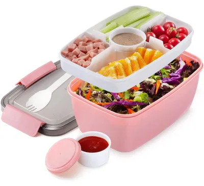 Bento-Box 2-stöckig, 2000 ml, BPA-frei, auslaufsicher, pink