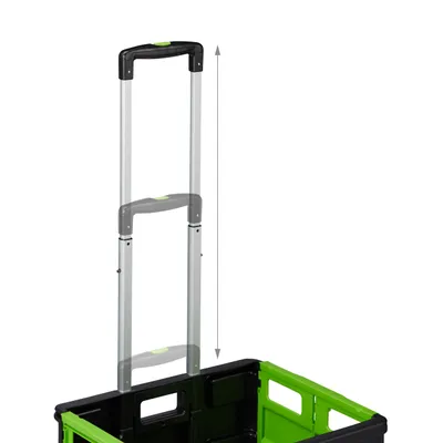 Produktbild von Relaxdays Einkaufstrolley, Klapptrolley mit Rollen & Deckel, Teleskopgriff, bis 35 kg, faltbarer Trolley, grün/schwarz