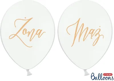Immagine prodotto di Palloncini 30 cm, "Żona" (3 pz.) e "Mąż" (3 pz.), bianco pastello