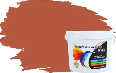 Produktbild von RyFo Colors Bunte Wandfarbe Manufakturweiß Rotorange 3l - weitere Orange Farbtöne und Größen erhältlich, Deckkraft Klasse 1, Nassabrieb Klasse 1