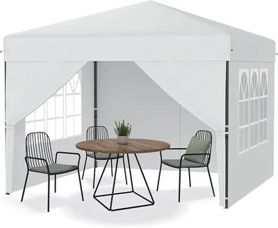 Produktbild von YRHom Pavillion Klappbar 3x3m Pop Up Faltpavillon UV Schutz Gartenpavillon Winterfest mit 4 Seitenwänden Outdoor Partyzelt Stabil Faltzelt Höhe Verstellbar für Camping Innenhof Gazebo - Weiß