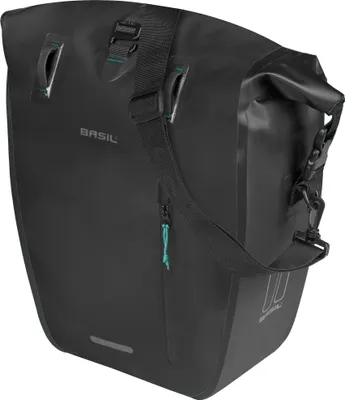 Produktbild von Basil Einzeltasche Rivo L schwarz 25-31L - Fahrradtasche mit MIK Hooks, wasse...