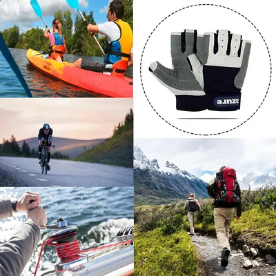 Productafbeelding van Zeilhandschoenen, marineblauw, ademend, maat L, geschikt voor outdooractiviteiten