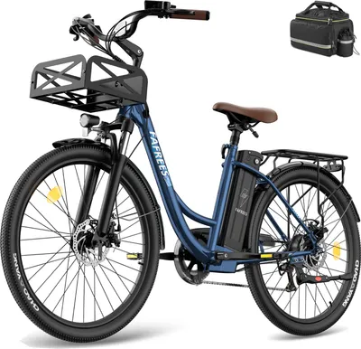 Produktbild von City E-Bike 26" 158 - 198 cm Pannensichere Reifen 36 V 250 W bis zu 160 - 200 km Wasserdicht IP54 mit 7 Gang, Blau