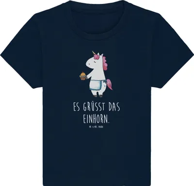 Produktbild von Mr. & Mrs. Panda Babyshirt Einhorn Muffin 6. - 12. Monat - French Navy - Geschenk, T-Shirt Baby, , Geburtstag, Unicorn, Liebesgrüße, Kleinkind Shirt, Kinder Oberteil