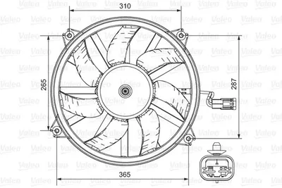 Produktbild von VALEO 696850 Lüfter Motorkühlung Kühlerlüfter für CITROËN C4 I (LC) Wasserkühler Ø385mm