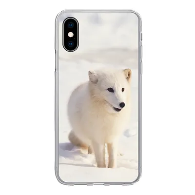 Produktbild von MuchoWow® Handyhülle Schutzhülle Hülle für iPhone X Fuchs - Schnee - Weiß Silikon Softcase Handy Hülle - Handyhülle