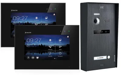 Produktbild von BALTER EVO Aufputz Video Türsprechanlage 2-Draht BUS für 1-Familienhaus  2 x 7" Touchscreen Monitor Schwarz Schwarz