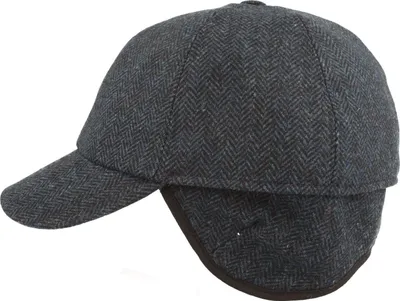 Winter Baseball-Cap mit Fischgrätmuster mit Ohrenschutz von Hut-Breiter in blau
