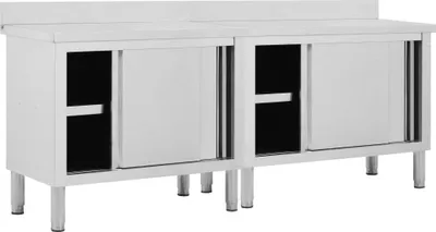 Produktbild von vidaXL Arbeitsschränke mit Schiebetüren 2 Stk. 200x50x(95-97) cm Edelstahl