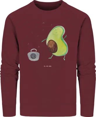 Produktbild von Mr. & Mrs. Panda Baumwoll Pullover Avocado Tanzen Größe XS - Burgundy - Geschenk, Feier, Party, Bio, Singen, Sweater, Musik, Pulli, Sweatshirt