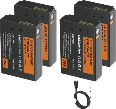 Immagine prodotto di Batteria ricaricabile per fotocamera, capacità di 1800 mAh, porta di ricarica USB Type-C, batteria 4PCS